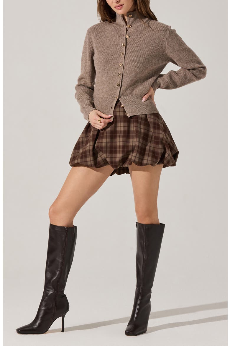 Tawni Stand Collar Cardigan, Alternate, color, TAUPE