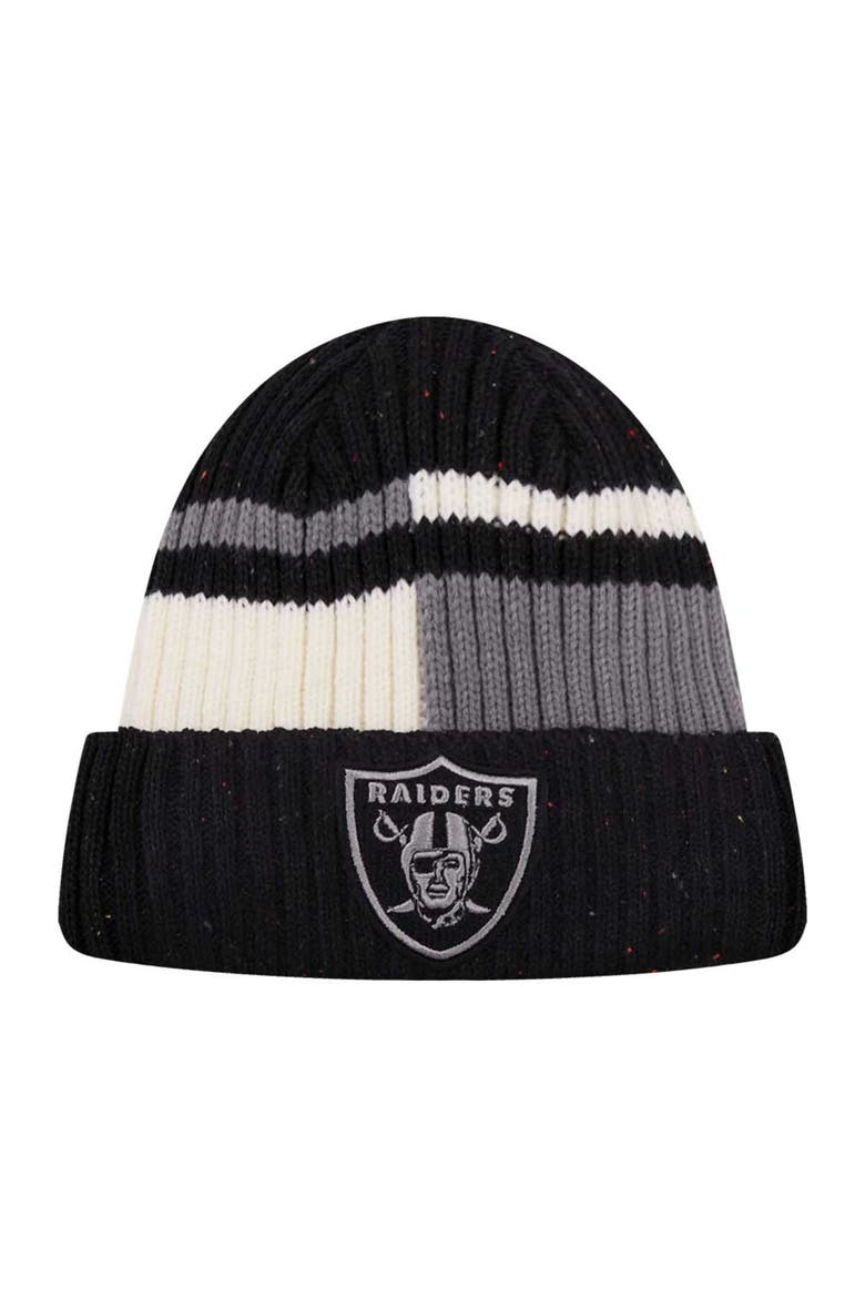 Men's Pro Standard Black/White Las Vegas Raiders Speckled Cuffed Knit Hat, Main, color, Black