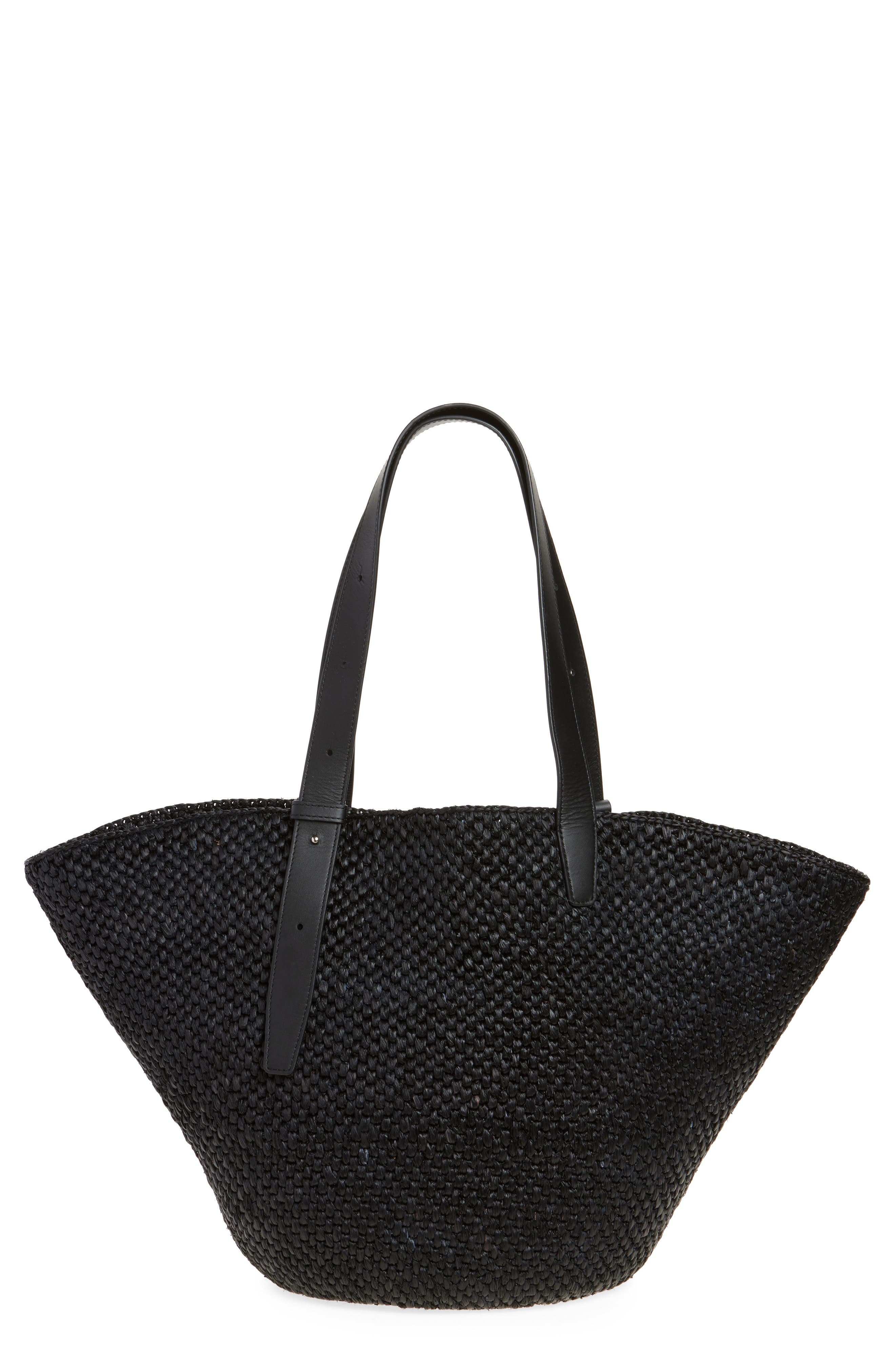 Lié Studio The Large Bianca Woven Raffia Tote, Main, color, Black