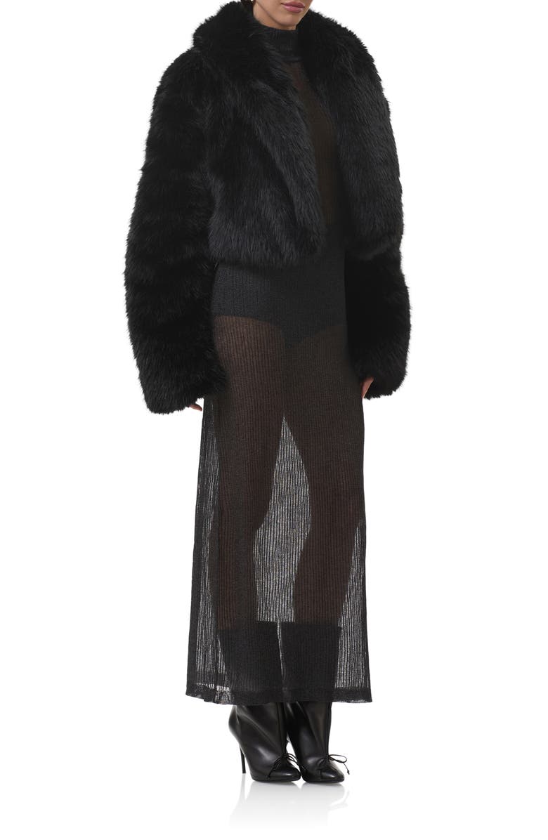 AFRM Stephanie Faux Fur Jacket, Alternate, color, Noir