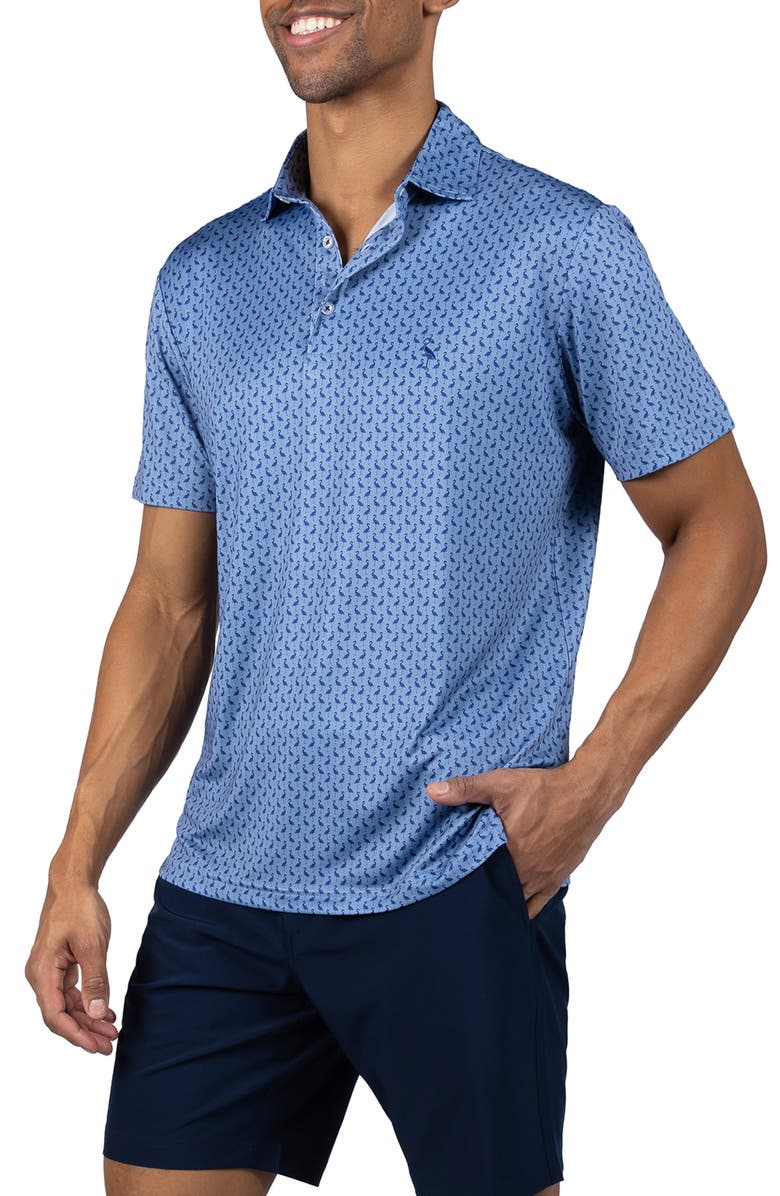 TailorByrd Byrds Print Performance Polo, Alternate, color, Denim