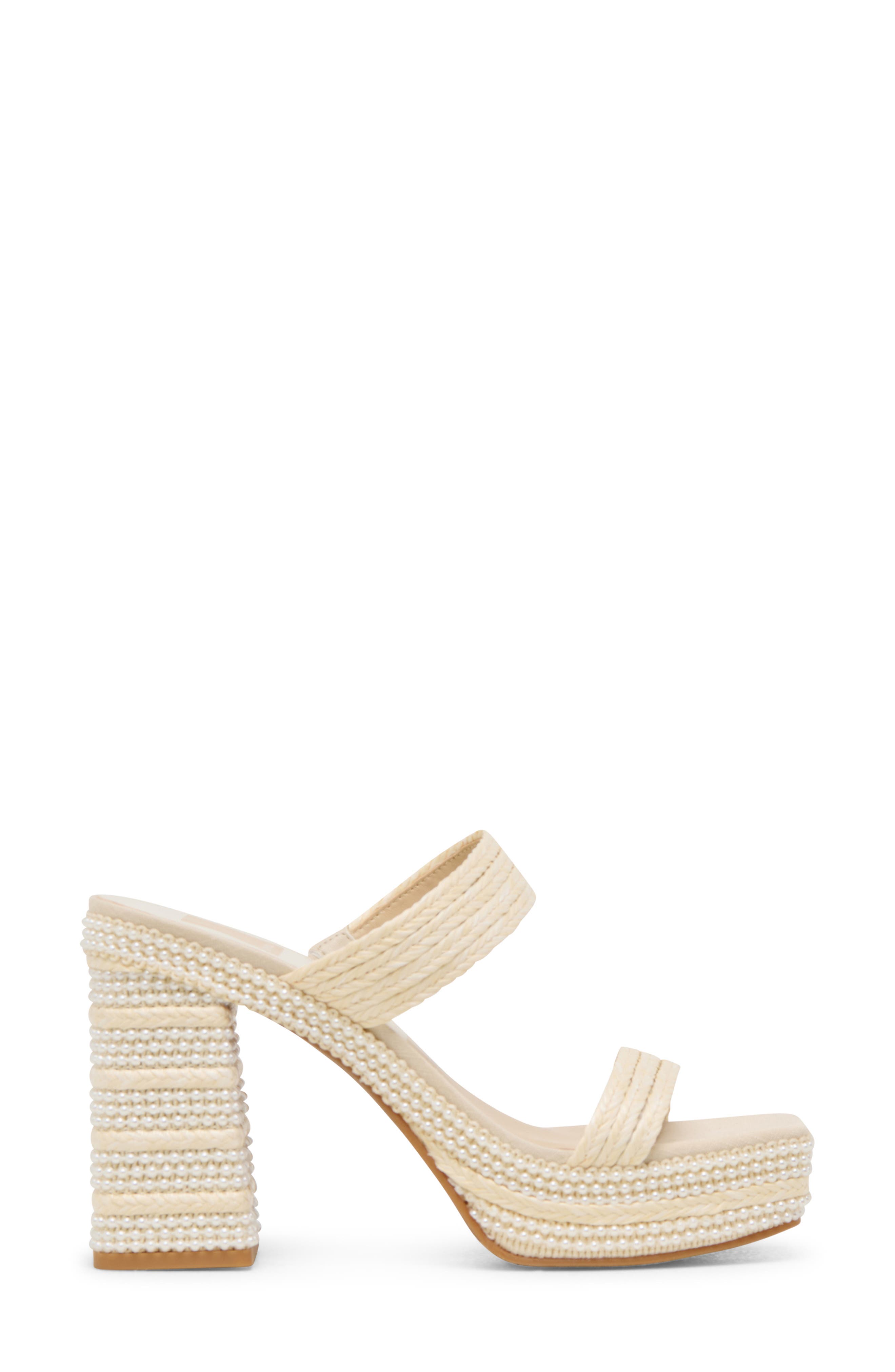 Dolce Vita Alani Faux Pearl Platform Sandal, Alternate, color, Vanilla Raffia