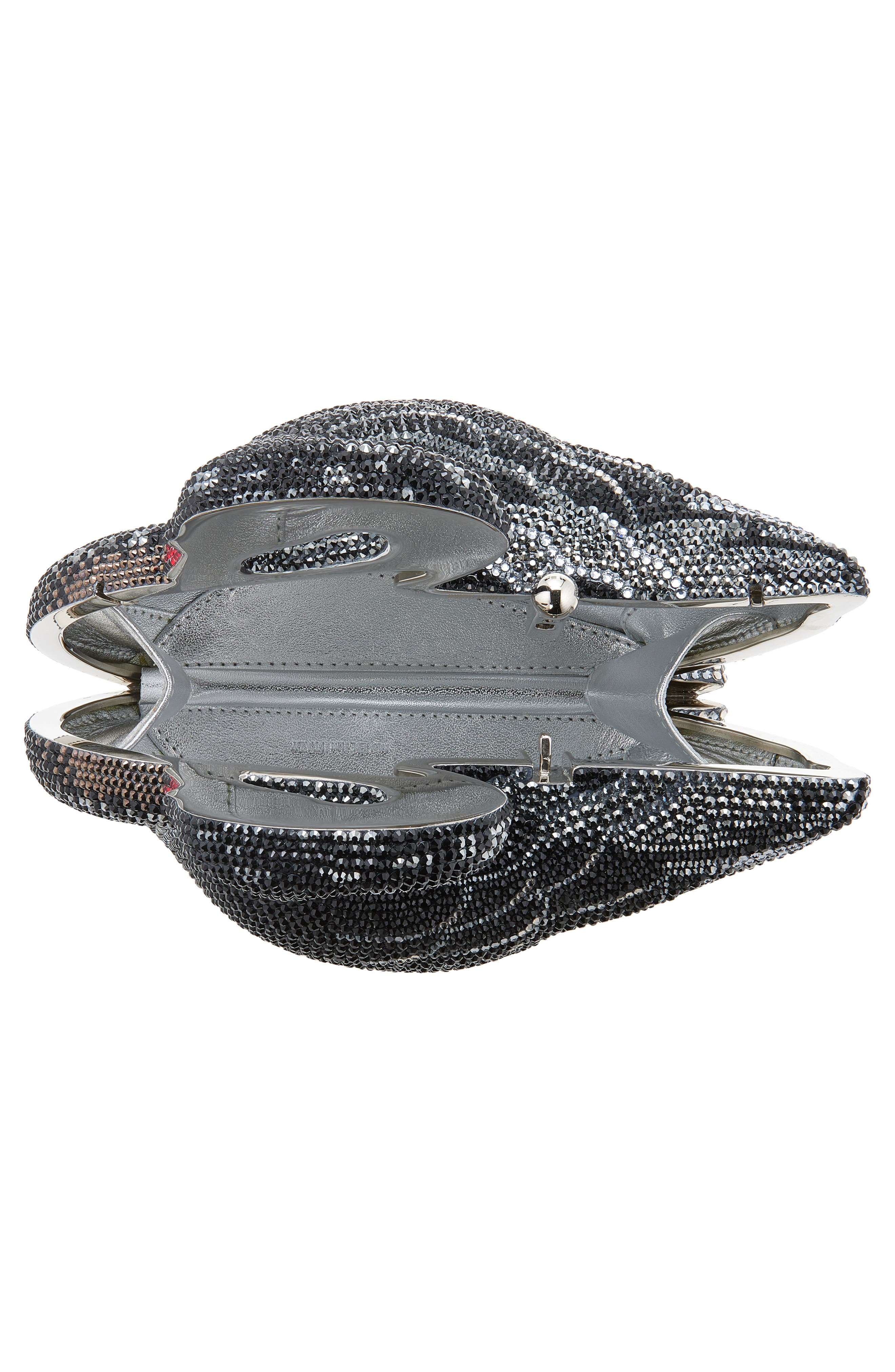 JUDITH LEIBER COUTURE Black Swan Crystal Embellished Clutch, Alternate, color, Silver Jet Multi