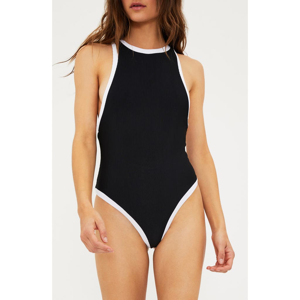 Beach Riot Steph Racerback One-piece Swimsuit In Black