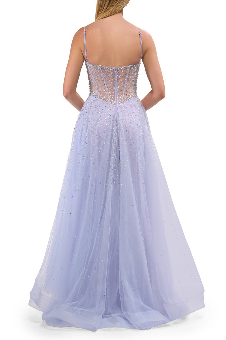Rhinestone A-Line Tulle Prom Dress with Illusion Bodice, Alternate, color, Light Periwinkle
