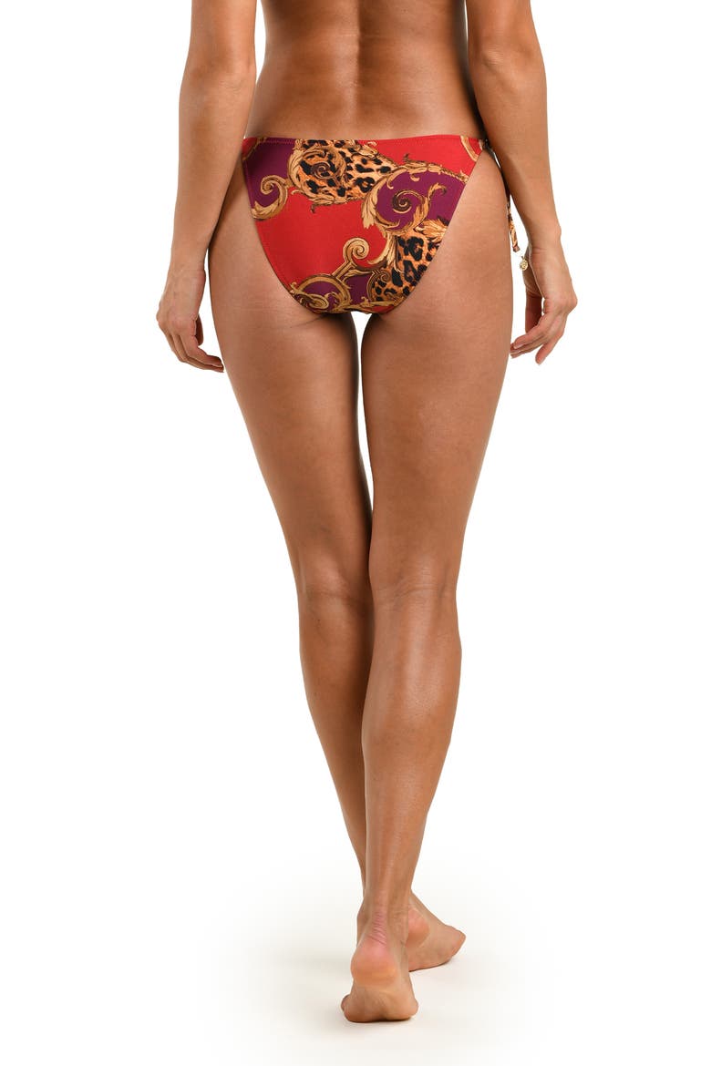 Baroque Leopard Side Tie Bikini Bottom, Alternate, color, ROUGE