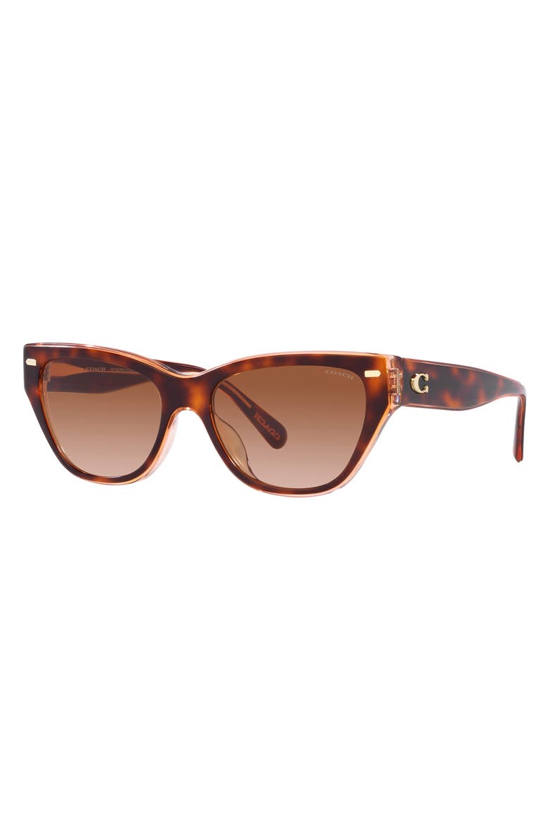 COACH 55mm Gradient Cat Eye Sunglasses, Alternate, color, Brown