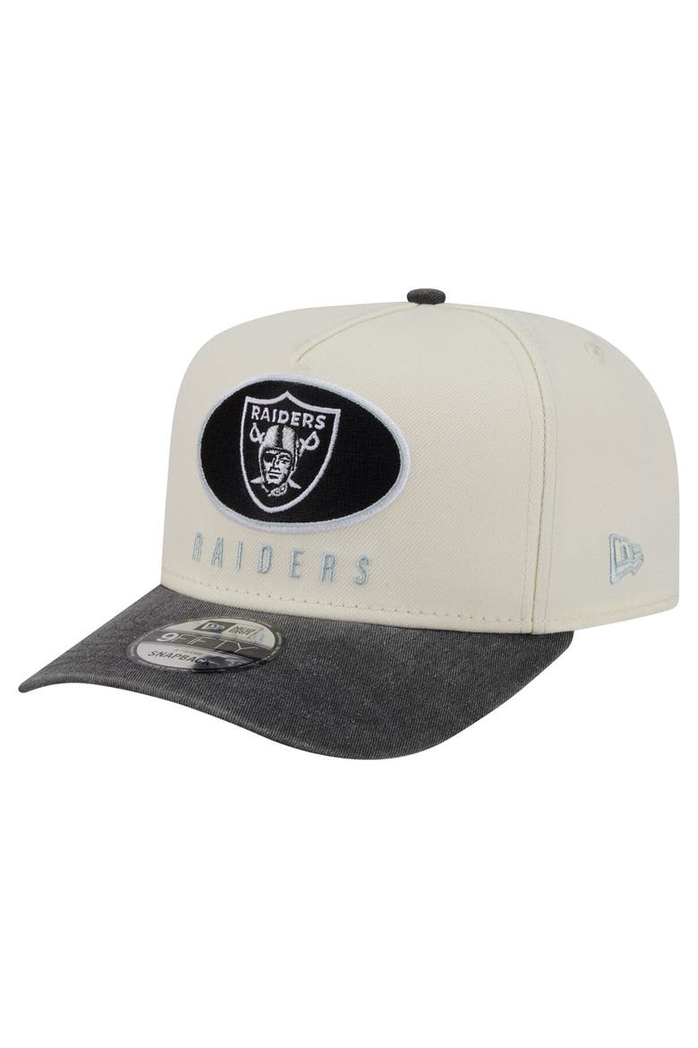 Men's New Era  Cream/Black Las Vegas Raiders Washed A-Frame 9FIFTY Snapback Hat, Main, color, Cream