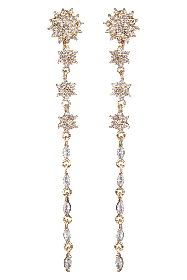 Solan CZ Linear Drop Earrings, Main, color, GOLD