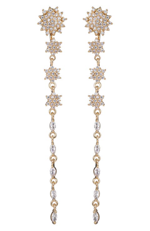 Solan CZ Linear Drop Earrings