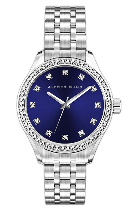 Crystal Stone Bracelet Watch, 29x23mm