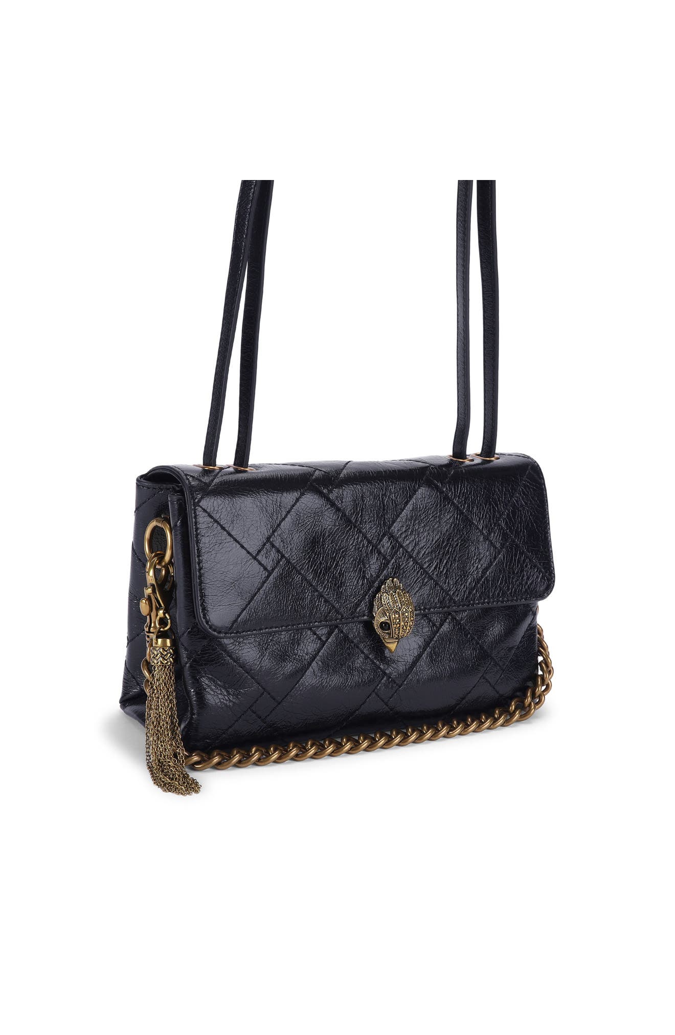Celia Leather Flap Shoulder Bag, Alternate, color, NAVY
