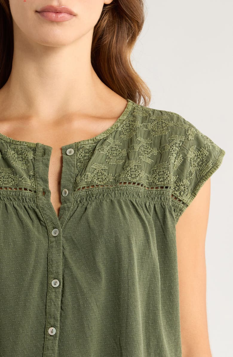 Lucky Brand Embroidered Sleeveless Top, Alternate, color, Dusty Olive