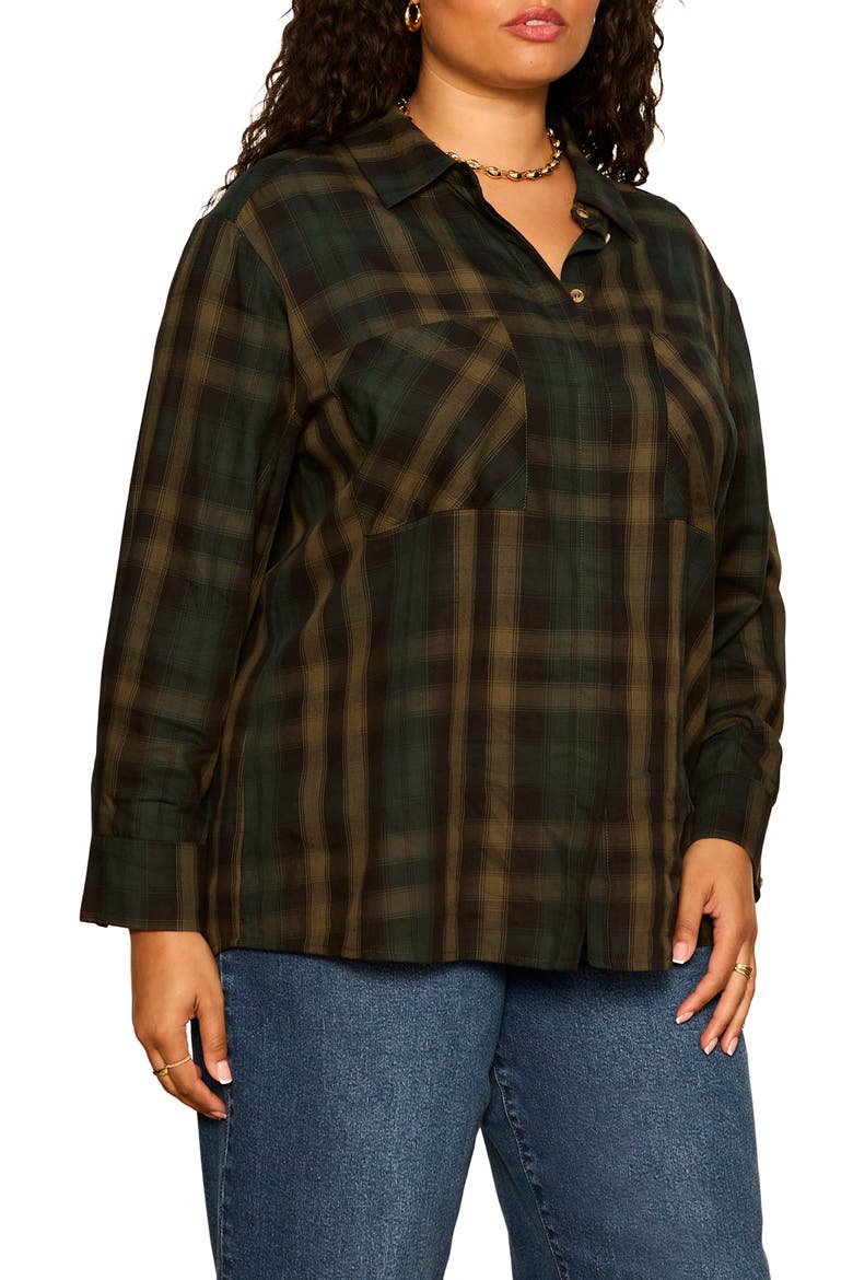 City Plaid Shirt, Alternate, color, FOREST PLAID GREEN