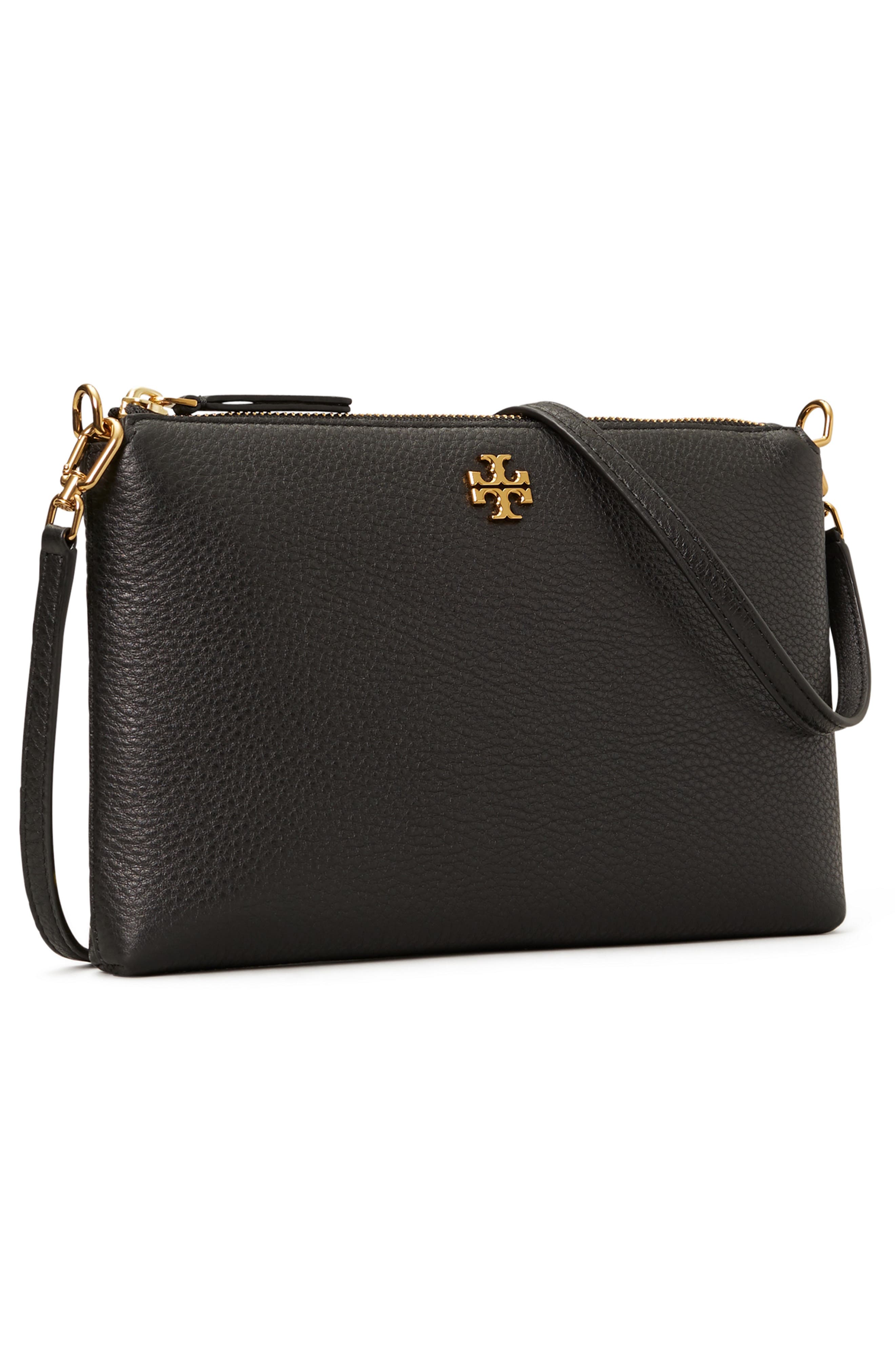 Tory Burch Mercer Pebbled Zip Crossbody Bag, Alternate, color, Black