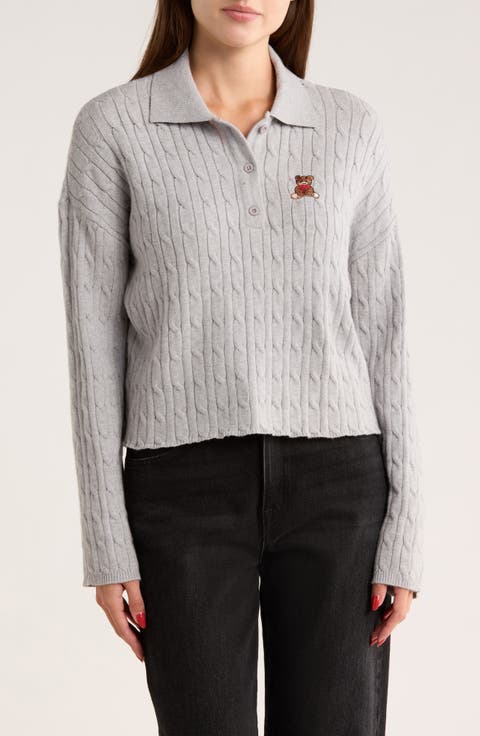 Embroidered Teddy Polo Sweater
