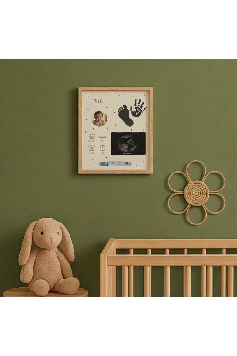 Baby Birth Frame Keepsake Kit - Handprint & Footprint Frame | Newborn Gift & Nursery Decor, Alternate, color, Beige