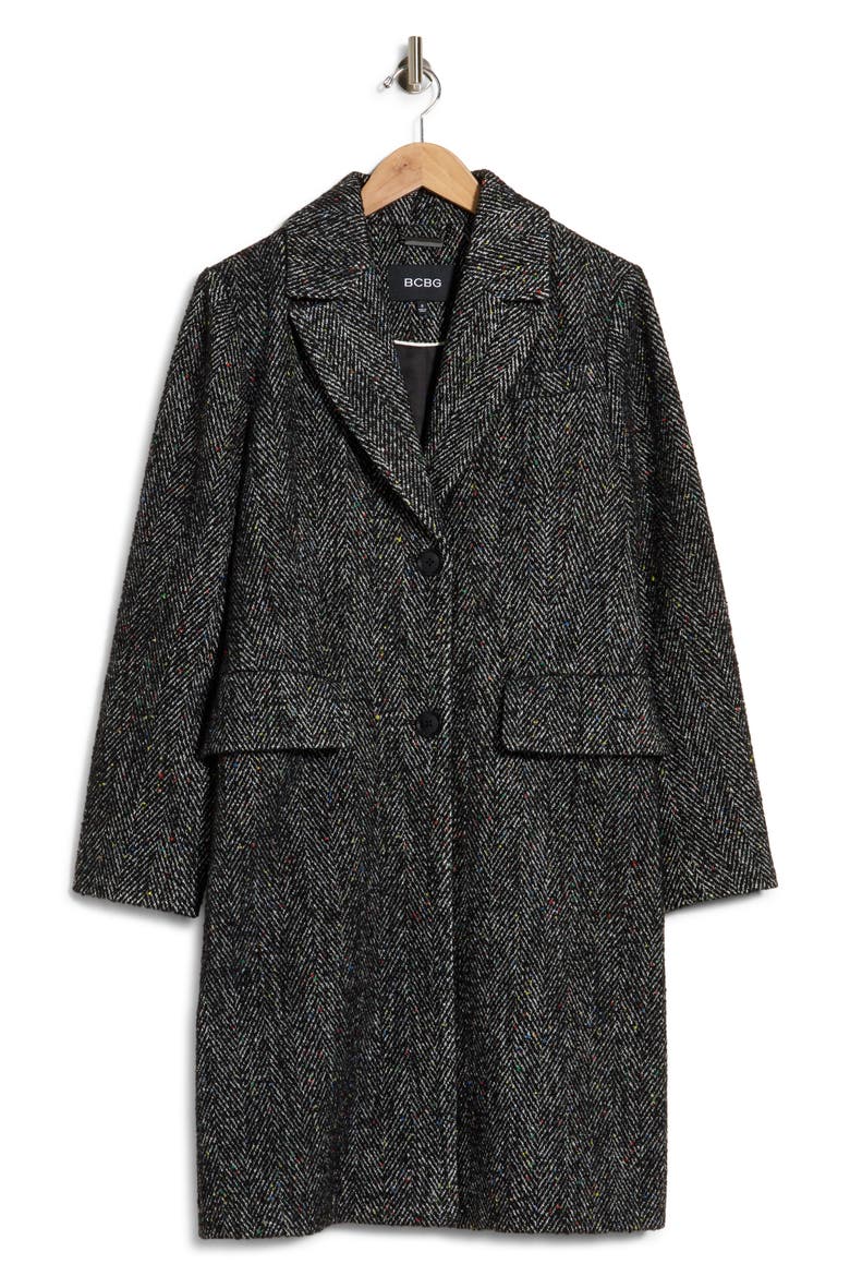 Herringbone Walker Coat, Alternate, color, BLACK HERRINGBONE