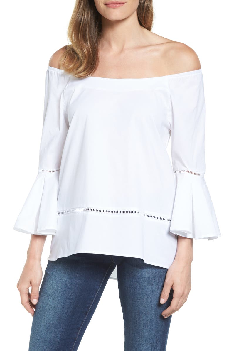 Pleione Off the Shoulder Poplin Top, Main, color, 