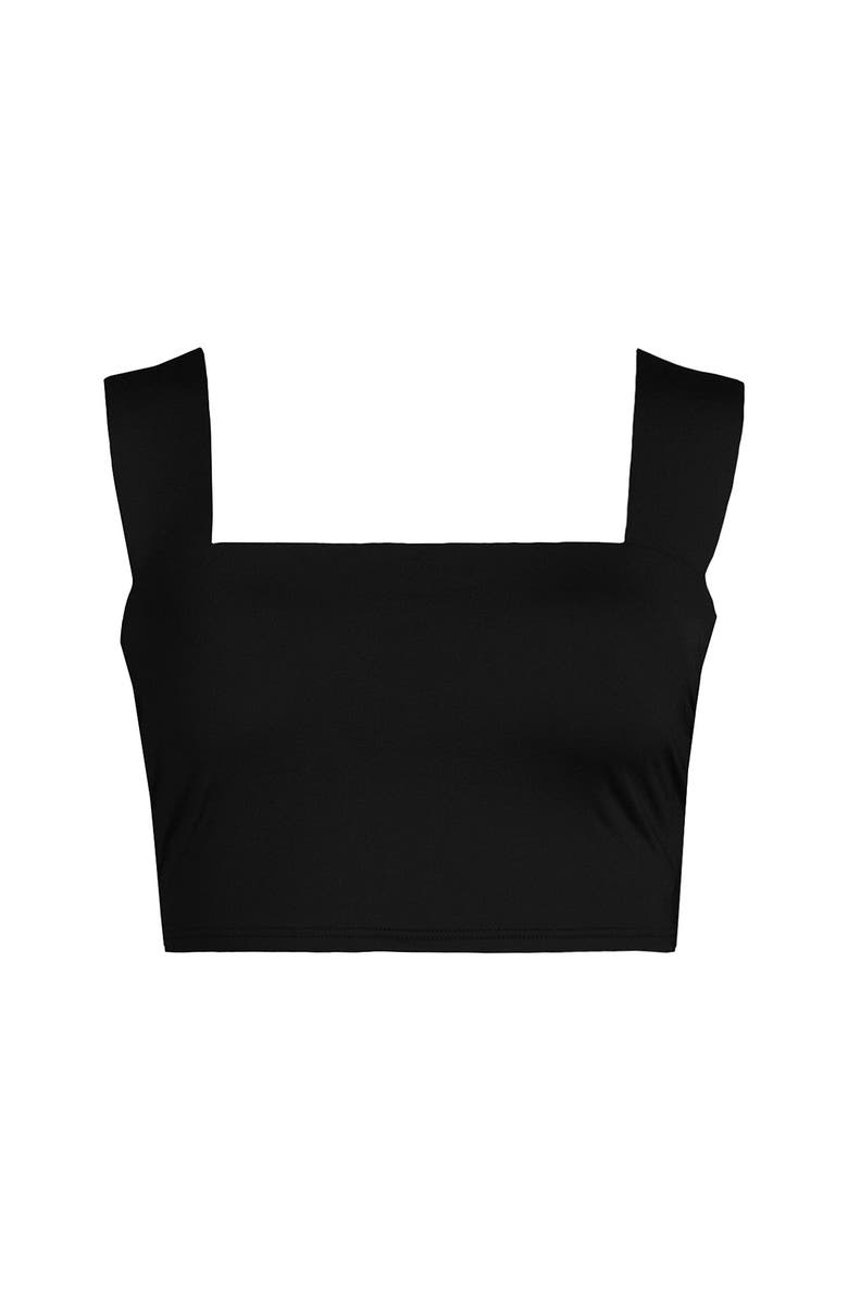 Lands' End Square Neck Midkini Swimsuit Top, Alternate, color, Black