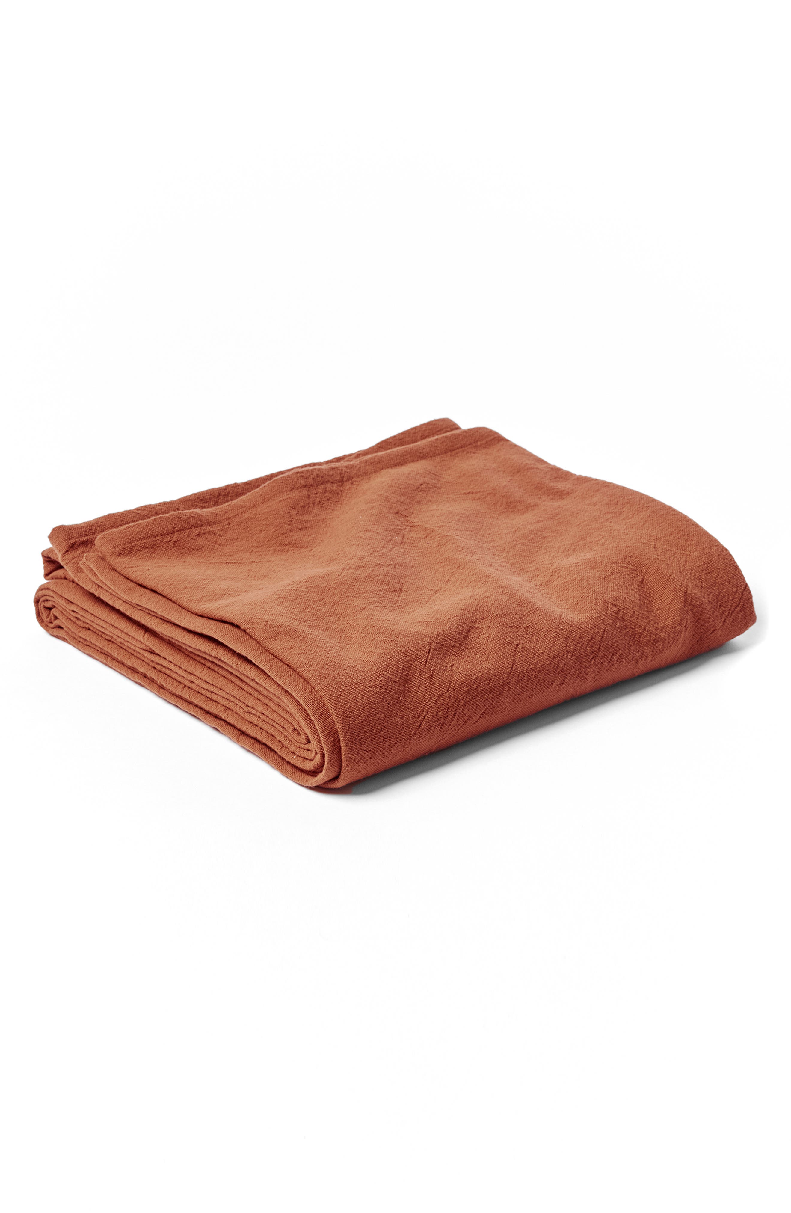 Coyuchi Sonoma Textured Organic Cotton Tablecloth in Rust 