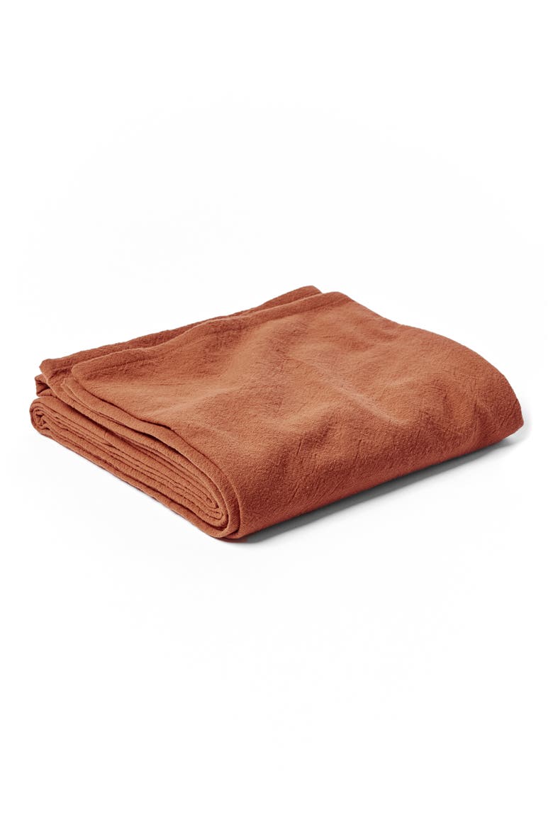 Sonoma Textured Organic Cotton Tablecloth, Main, color, RUST