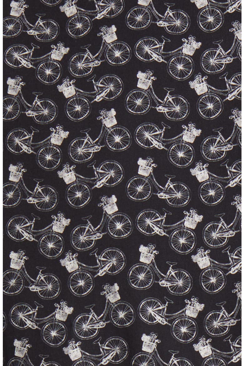 Bicycle Print Stretch Cotton Button-Up Shirt, Alternate, color, BLACK