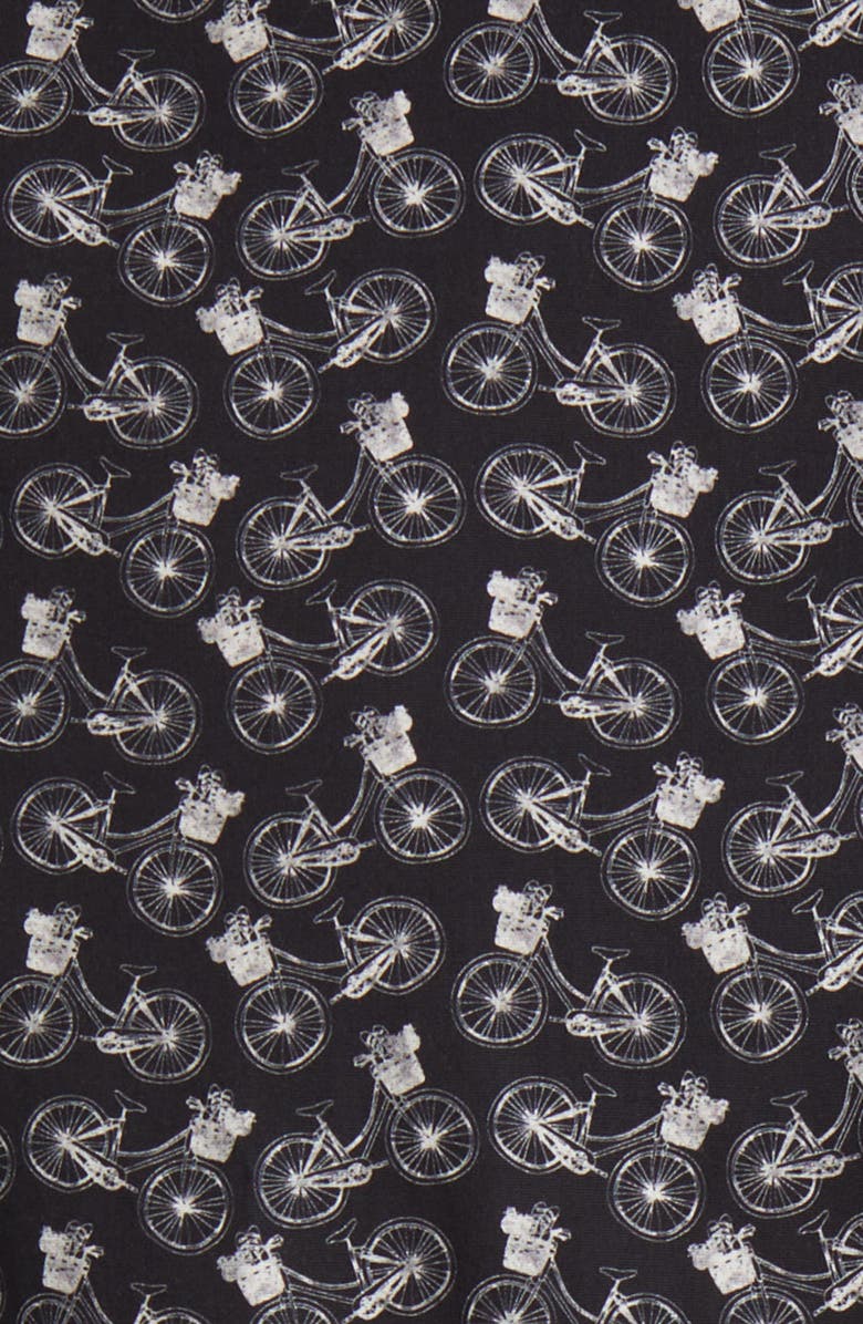Stone Rose Bicycle Print Stretch Cotton Button-Up Shirt, Alternate, color, Black