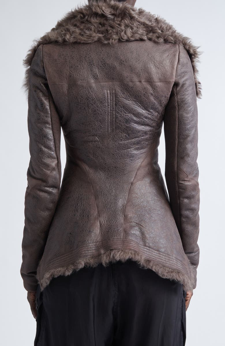 Rick Owens Sphinx Naska Genuine Shearling Moto Jacket, Alternate, color, Dark Dust