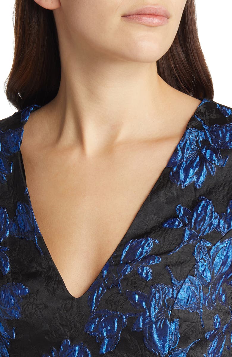 Lulus Elegant Taste Floral Jacquard Long Sleeve Minidress, Alternate, color, 