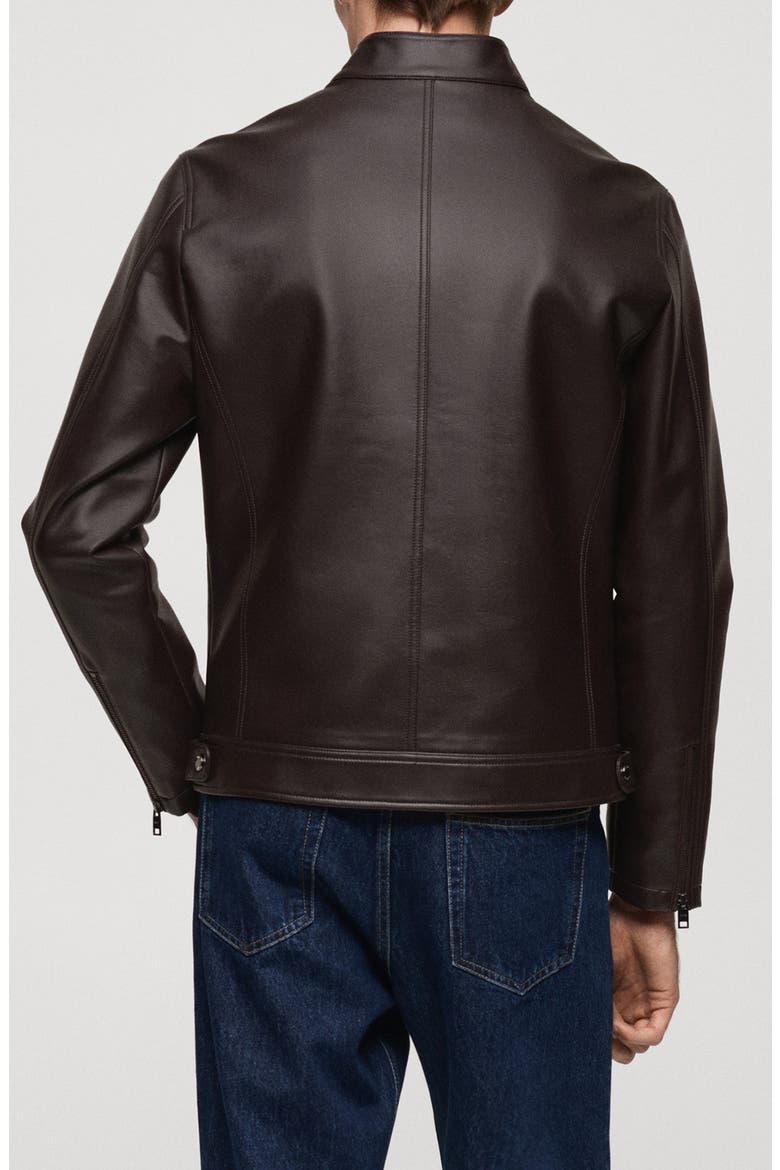 Faux Leather Jacket, Alternate, color, CHOCOLATE