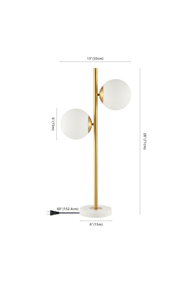 Amelie 28" 2-Light Coastal Vintage Iron LED Table Lamp, Brass Gold/White, Alternate, color, Brass Gold