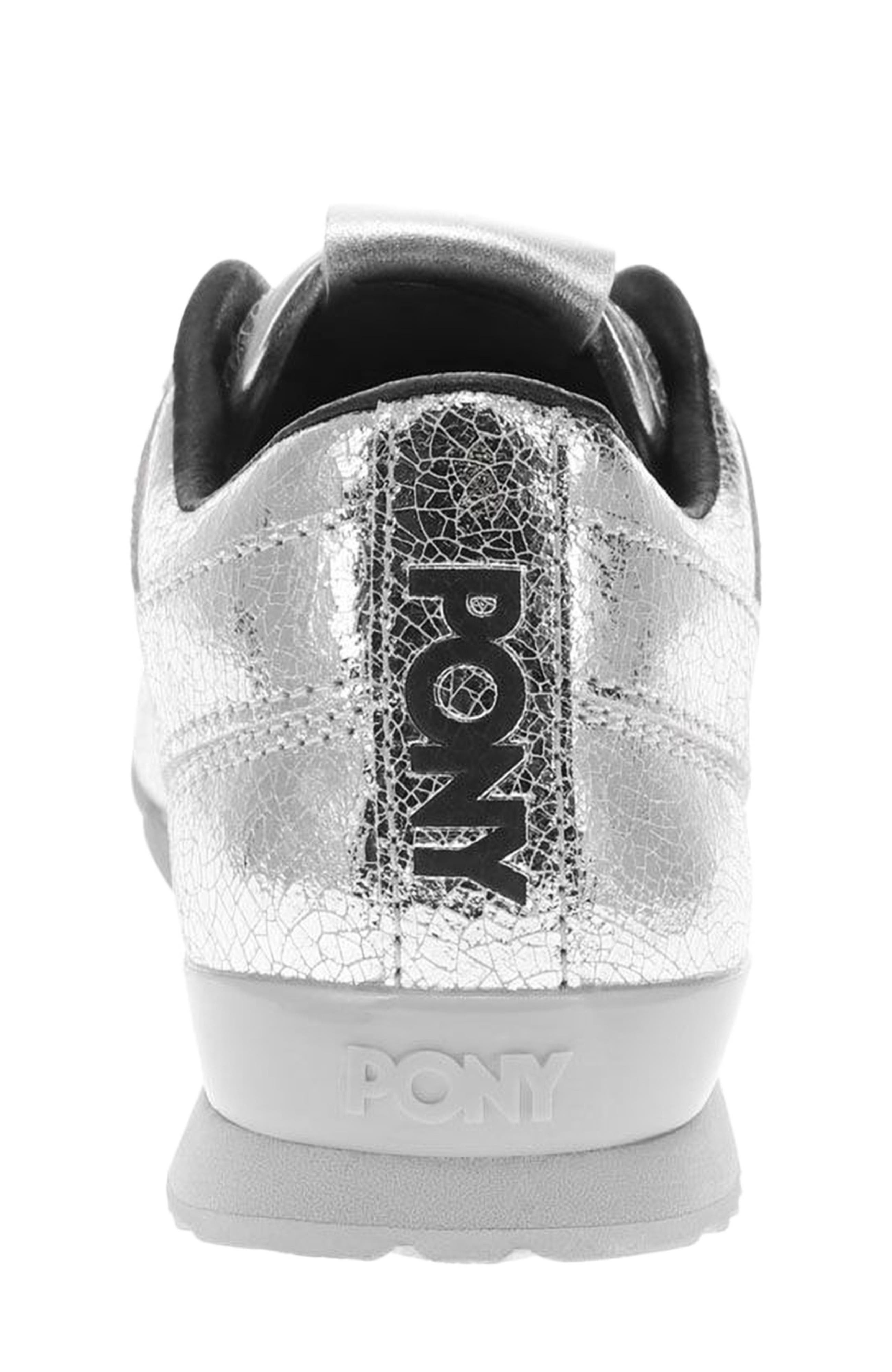 PONY KO-Low Vintage Metallic Sneakers, Alternate, color, Silver