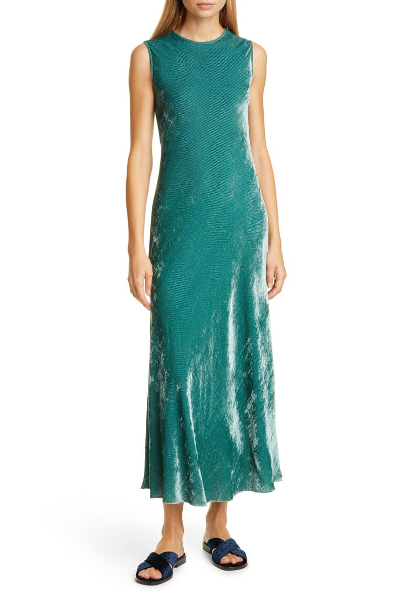Viv Velvet Midi Dress, Main, color, LEEK