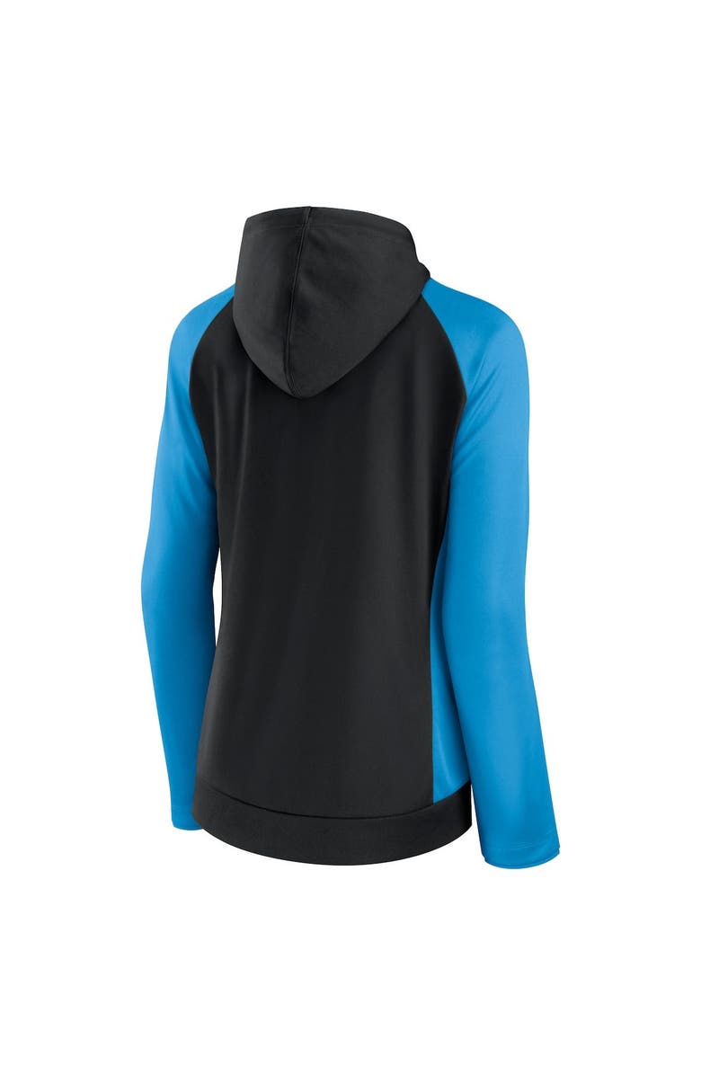 FANATICS Women's Fanatics Branded Black/Blue Carolina Panthers End Around Lightweight Raglan Full-Zip Hoodie Jacket, Alternate, color, 