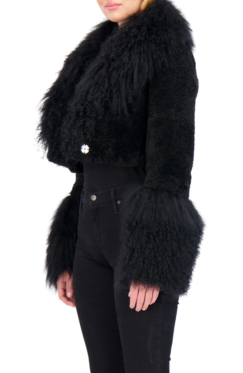 GORSKI Sheared Genuine Shearling Bolero With Genuine Shearling Collar & Cuffs, Alternate, color, Black