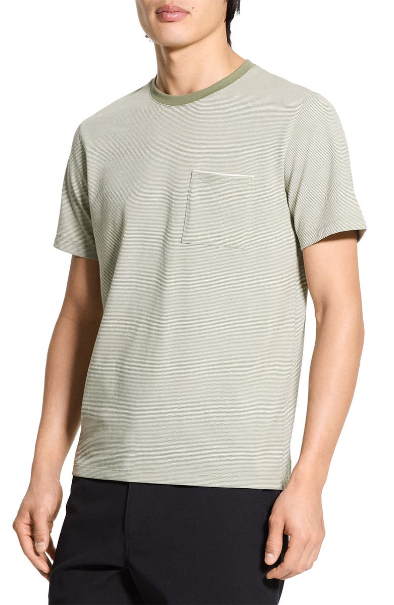 Theory Bird's Eye Ringer T-Shirt, Alternate, color, Green Multi