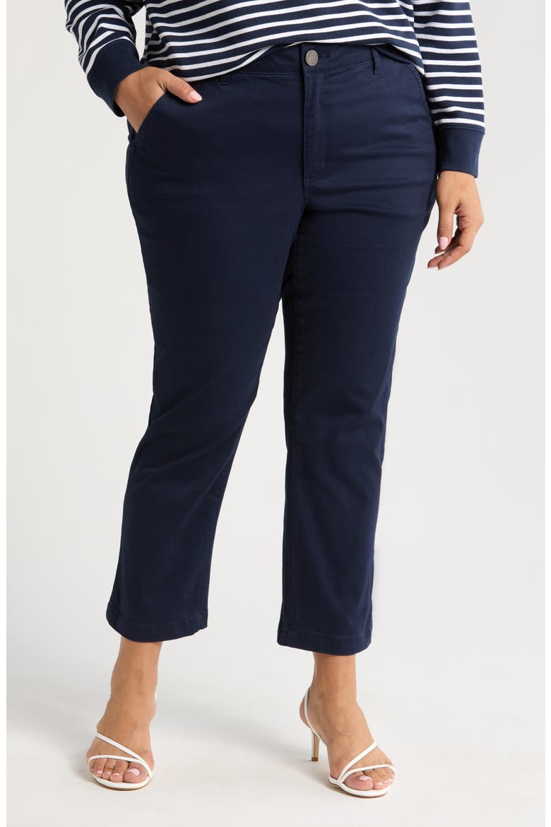 Skyrise Ankle Slim Straight Leg Twill Pants, Main, color, NAVY