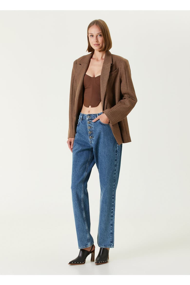 Cotton Big Shoulder  Blazer Jacket, Alternate, color, Brown
