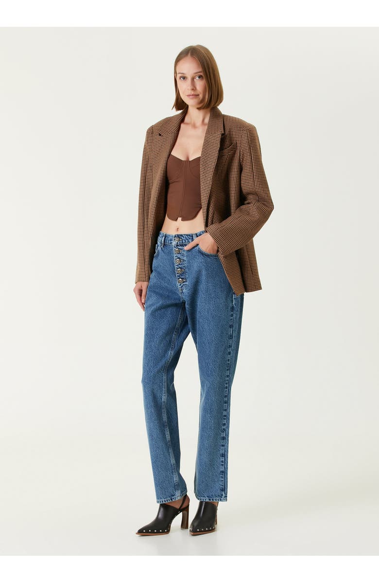 PCFG Cotton Big Shoulder Women Blazer Jacket, Alternate, color, Brown