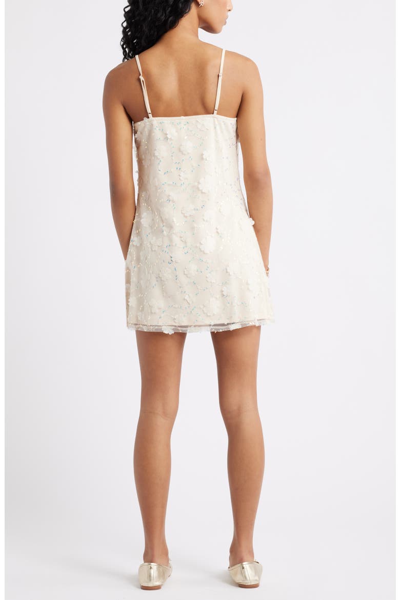 Bow Strap Flower Appliqué Slip Dress, Alternate, color, IVORY