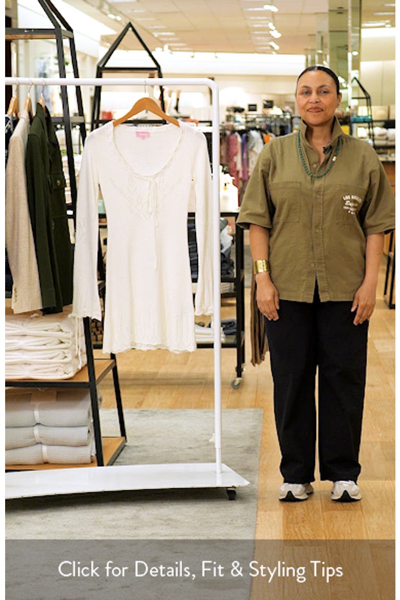 Shaia Pointelle Stitch Long Sleeve Minidress video