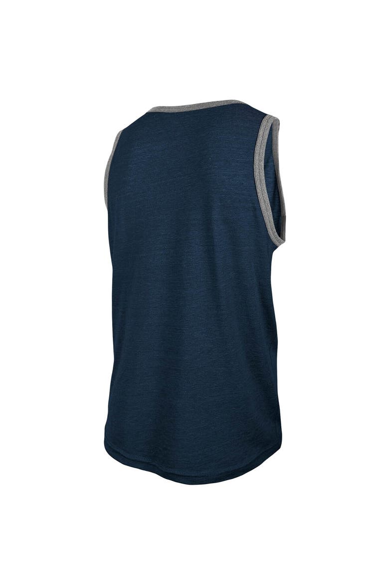 Men's New Era Heathered Navy New England Patriots Ringer Tri-Blend Tank Top, Alternate, color, Heather Navy