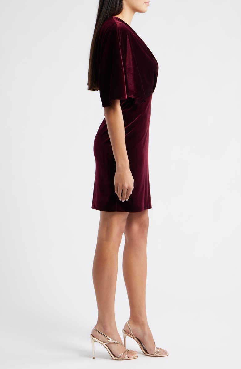 Eliza J Dolman Sleeve Velvet Sheath Dress, Alternate, color, Wine