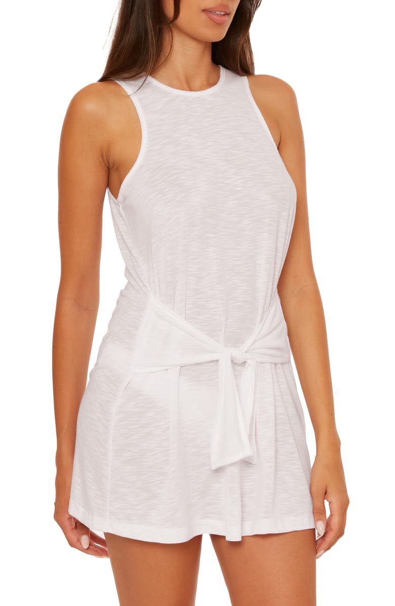 Becca Breezy Basics Tie Waist Cover-Up Dress, Alternate, color, White