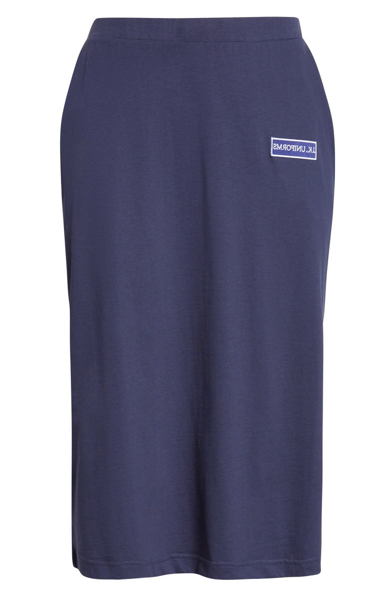 JULIE KEGELS Johanna J.K. Finance Label Jersey Pencil Skirt, Main, color, Dark Navy