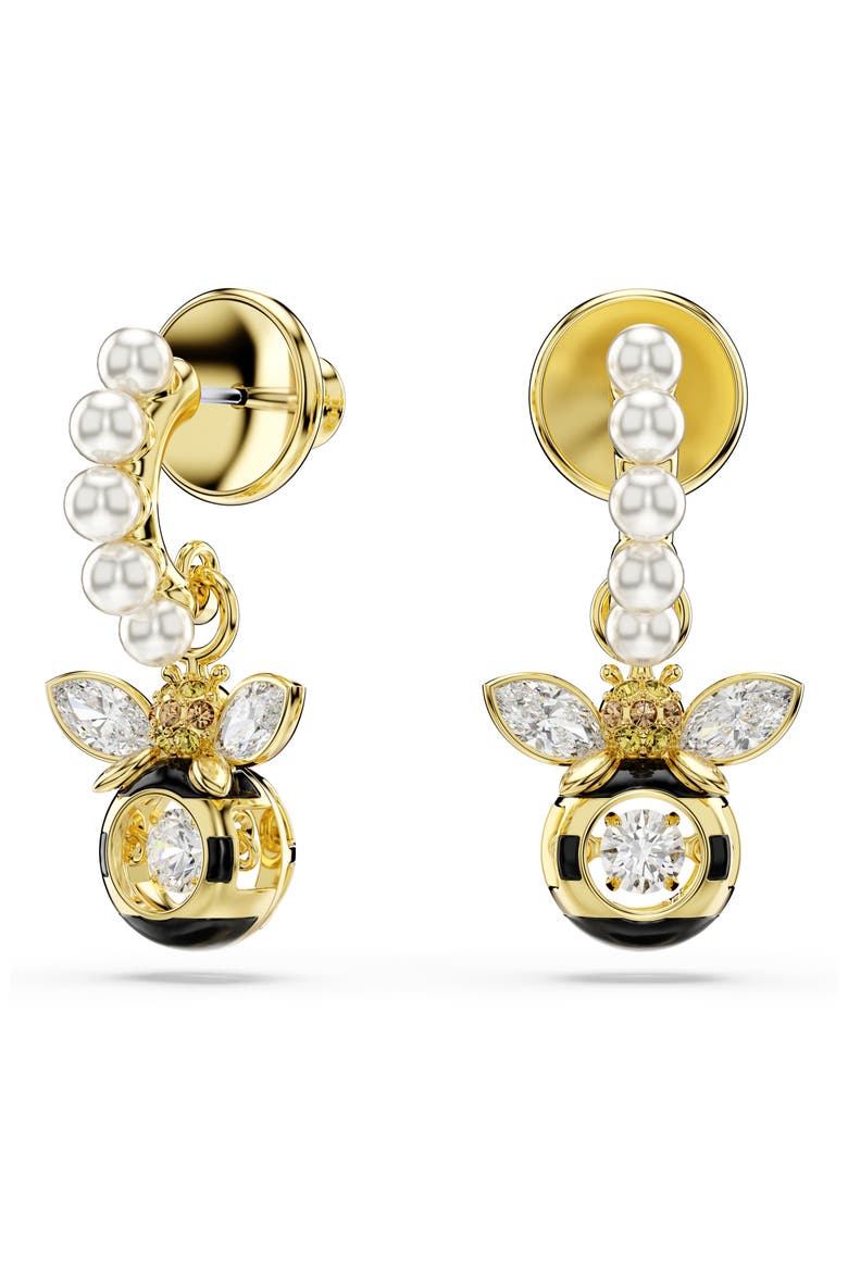 Idyllia Faux Pearl Bee Drop Earrings, Main, color, GOLD/ MULTI