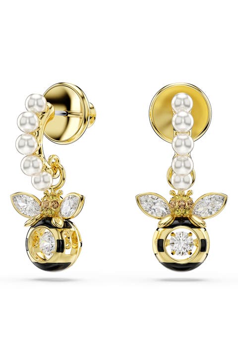 Idyllia Faux Pearl Bee Drop Earrings