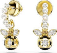 Swarovski Idyllia Faux Pearl Bee Drop Earrings