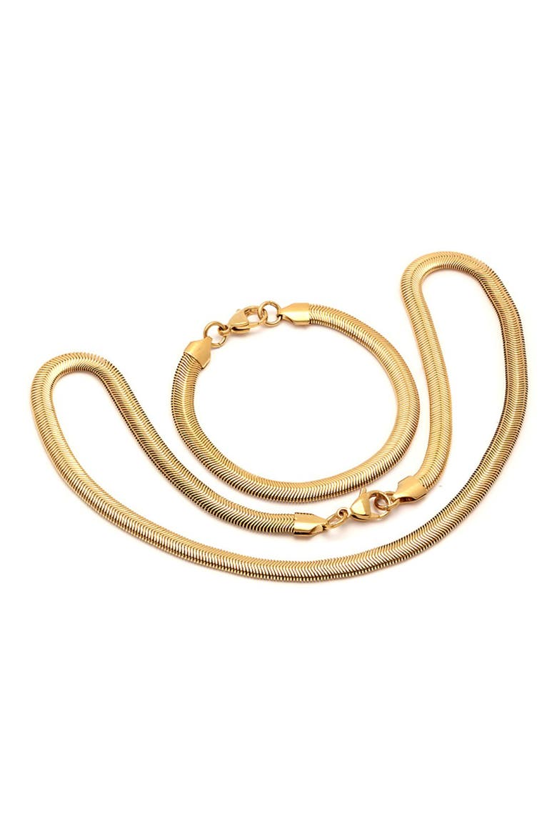 Wavy Chain Bracelet and Necklace Set, Main, color, YELLOW